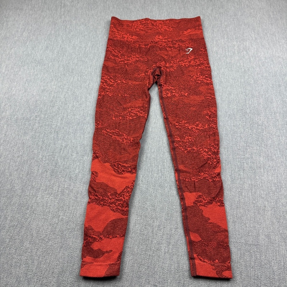 Gymshark‎ Leggings Womens Small Red Rust Adapt Camo Seamless High Waist Gym Yoga